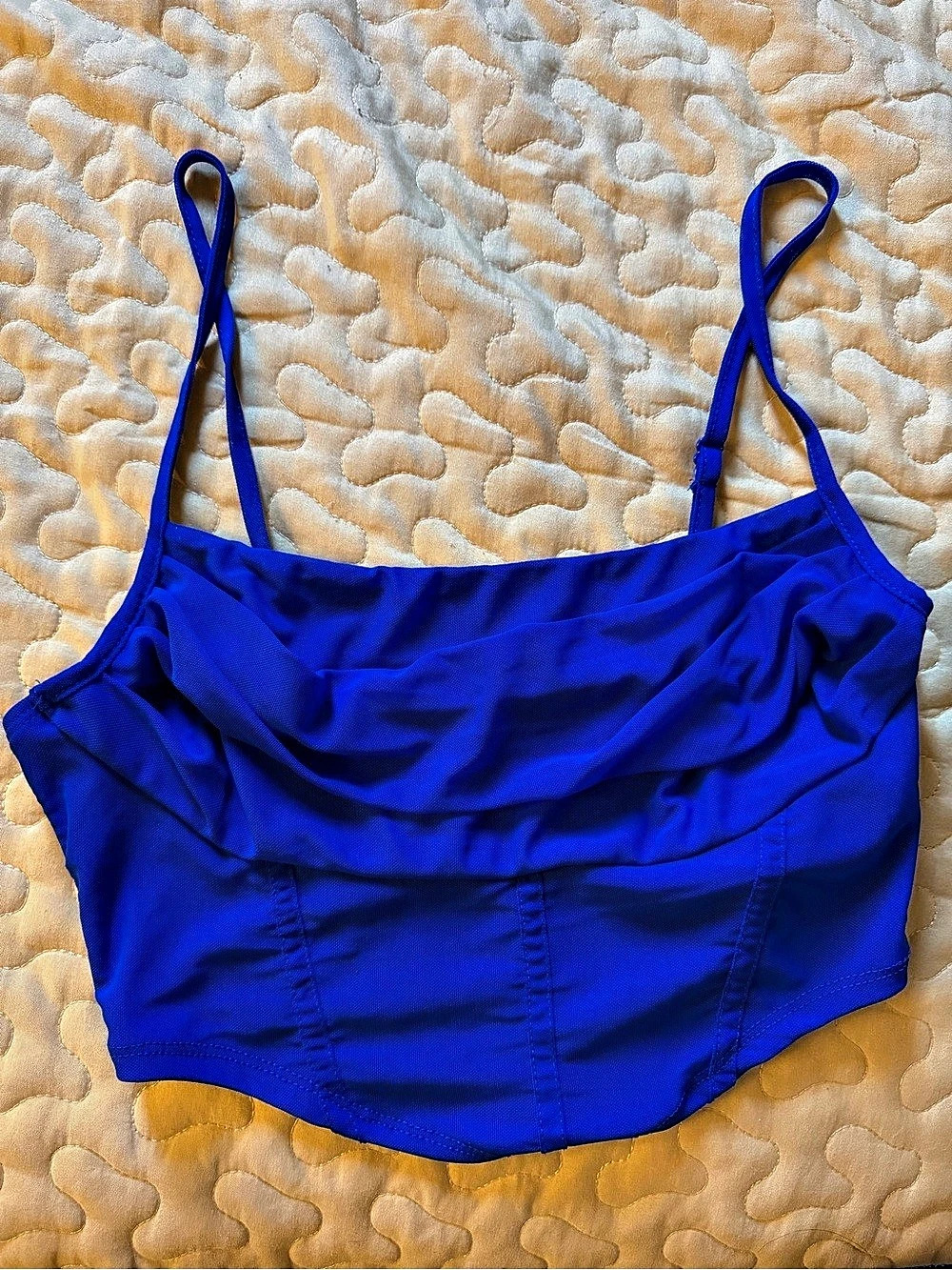 SHEIN Blue Ruched Crop Top Size Small Like New